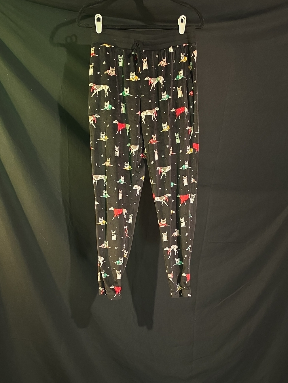 Black Holiday Dog Print Jogger Pants